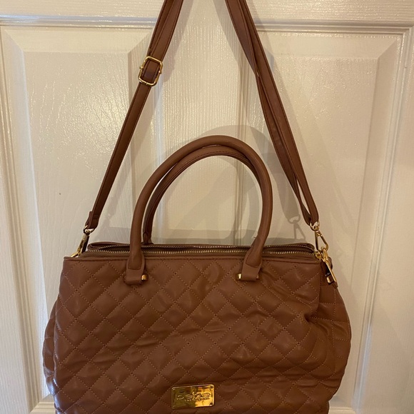 bebe Quilted Tan Satchel